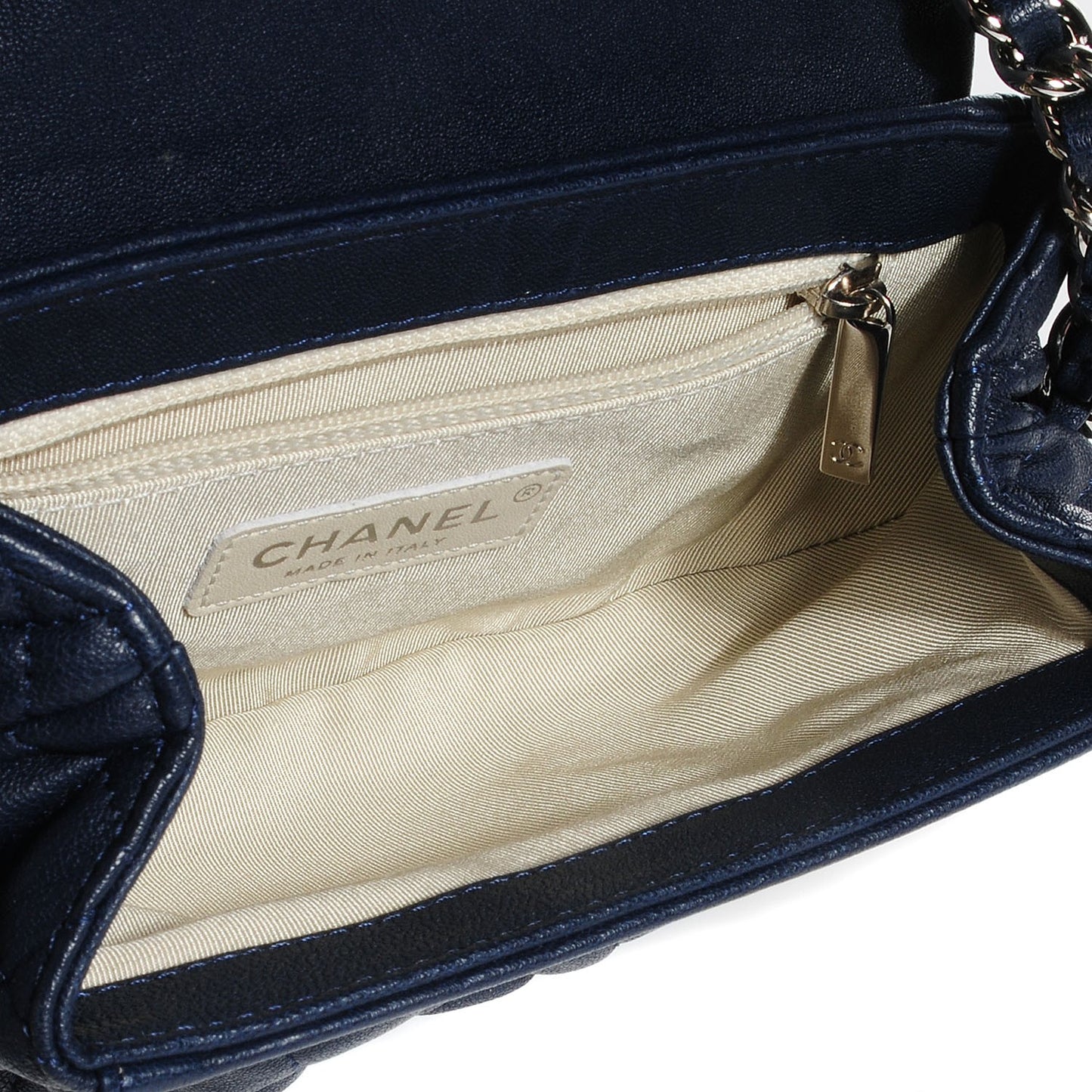 Washed Lambskin Mini Chain Around Messenger Dark Navy Blue