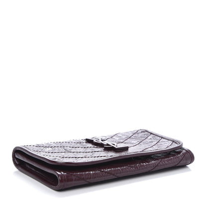 Saint Laurent Crinkled Calfskin Matelasse Monogram Niki Wallet Rouge Legion 4 of 8