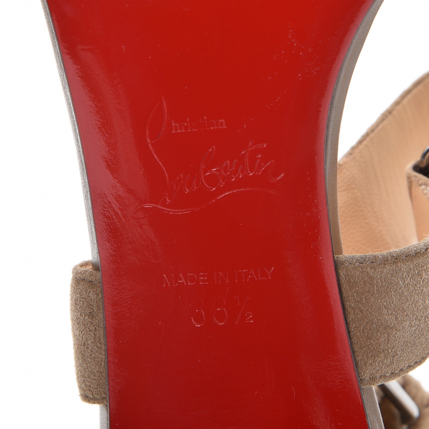 Christian Louboutin Suede Bikee Bike Sandals 36.5 Greige 6 of 9