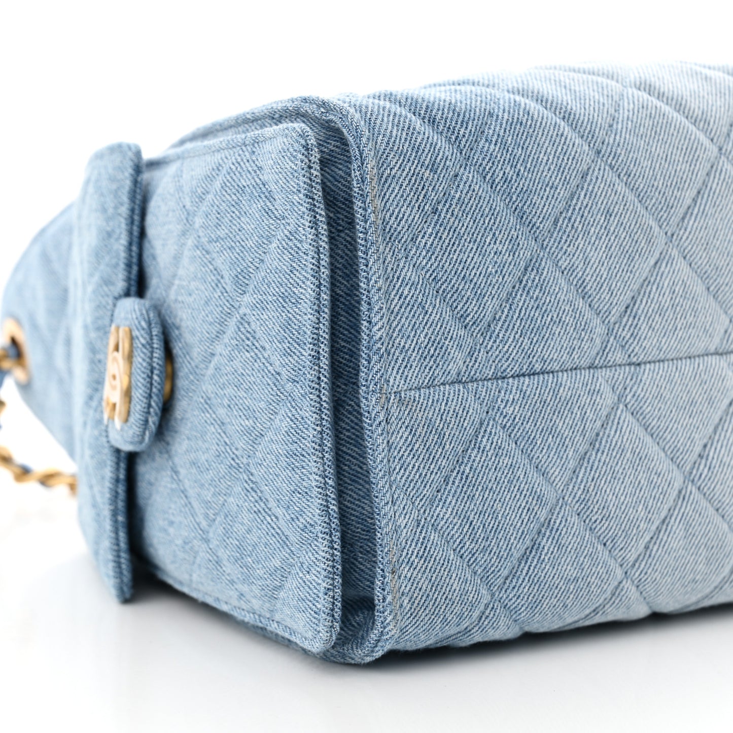 Washed Denim Quilted Small Chanel 25 Handbag Blue