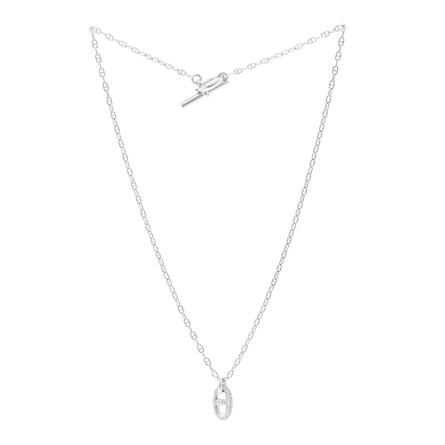 Hermes 18K White Gold Diamond New Farandole Pendant Necklace ST 3 of 6