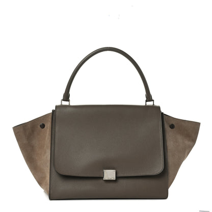 Celine Drummed Calfskin Suede Medium Trapeze Souris 1 of 7