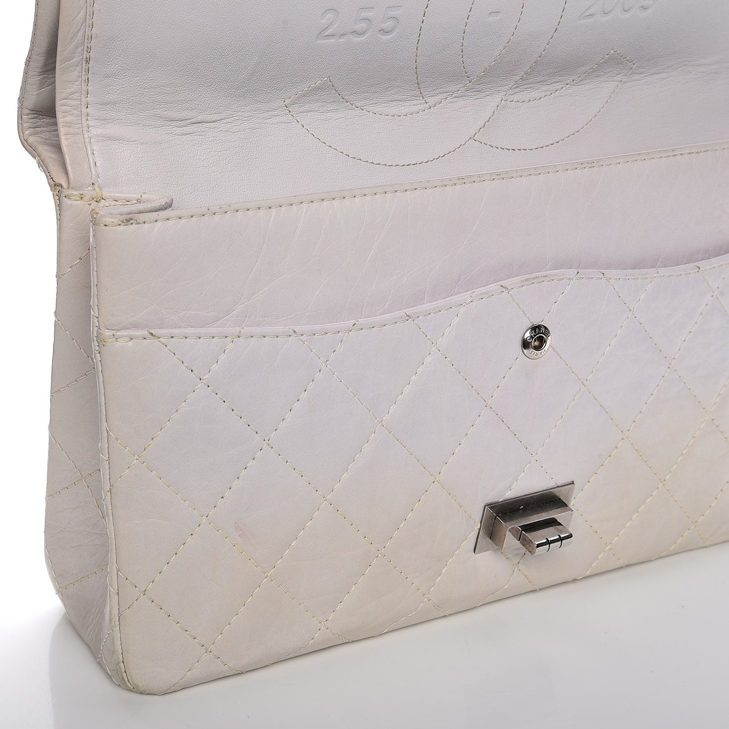 Aged Calfskin Quilted 2.55 Reissue 227 Flap White