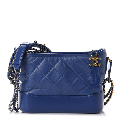 Chanel Aged Calfskin Quilted Small Gabrielle Hobo Blue 1 of 10