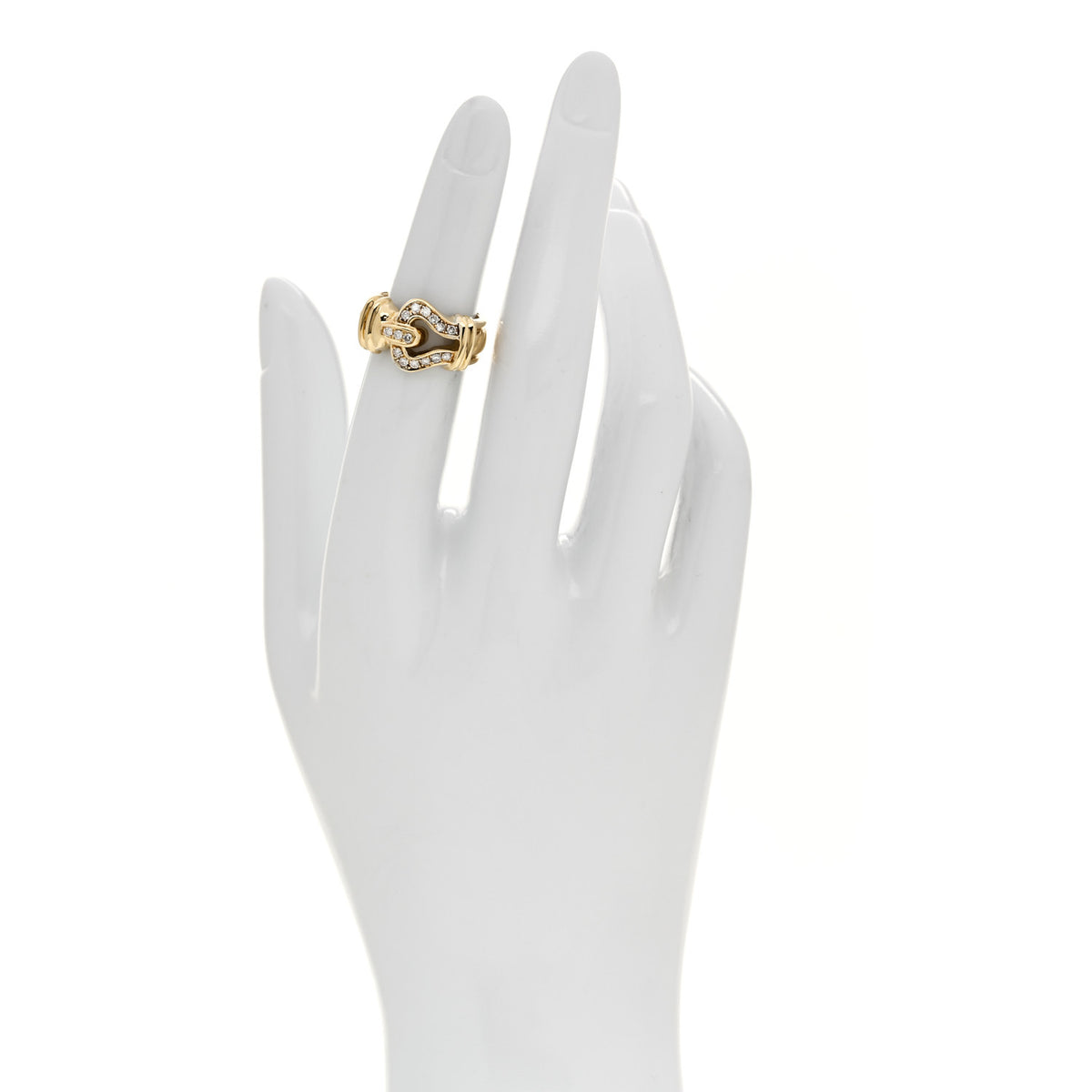 David Yurman 18K Yellow Gold Diamond Buckle Cable Ring 49 5 2 of 4