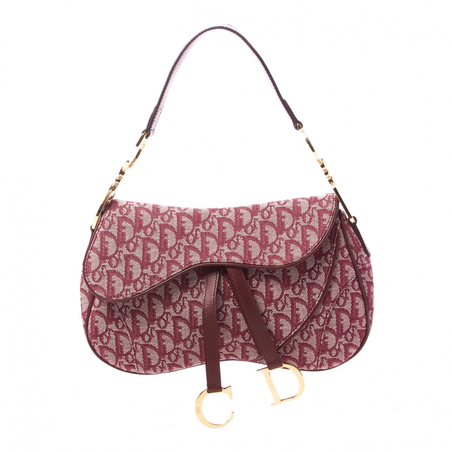 Christian Dior Monogram Double Saddle Bag Burgundy 1 of 7