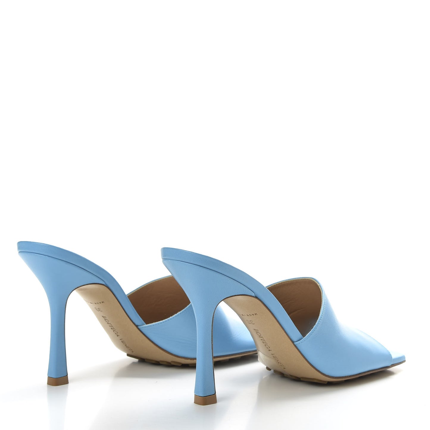 Lambskin Stretch Mule Sandals 39 Sky Blue