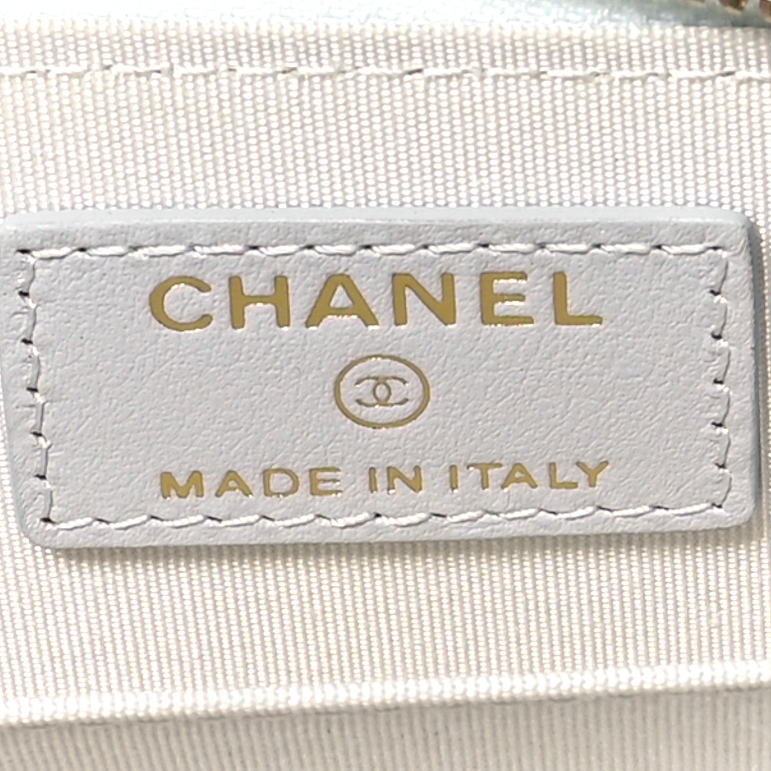 Chanel Metallic Goatskin Quilted Chanel 19 Zip Around Coin Purse Wallet Silver 6 of 8
