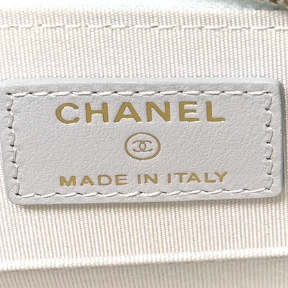 Chanel Metallic Goatskin Quilted Chanel 19 Zip Around Coin Purse Wallet Silver 6 of 8