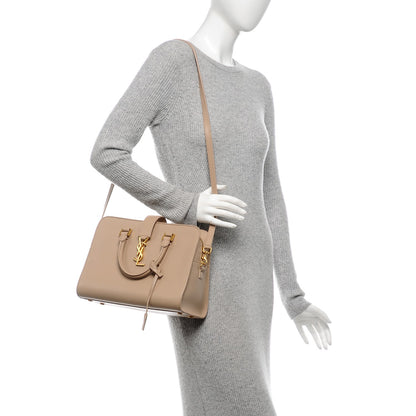 Saint Laurent Calfskin Small Monogram Cabas Dark Beige 2 of 6