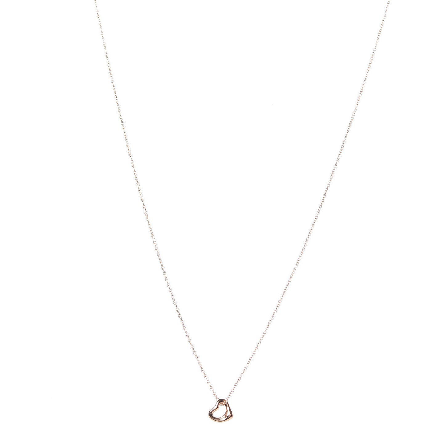 18K Rose Gold 7mm Elsa Peretti Open Heart Pendant Necklace