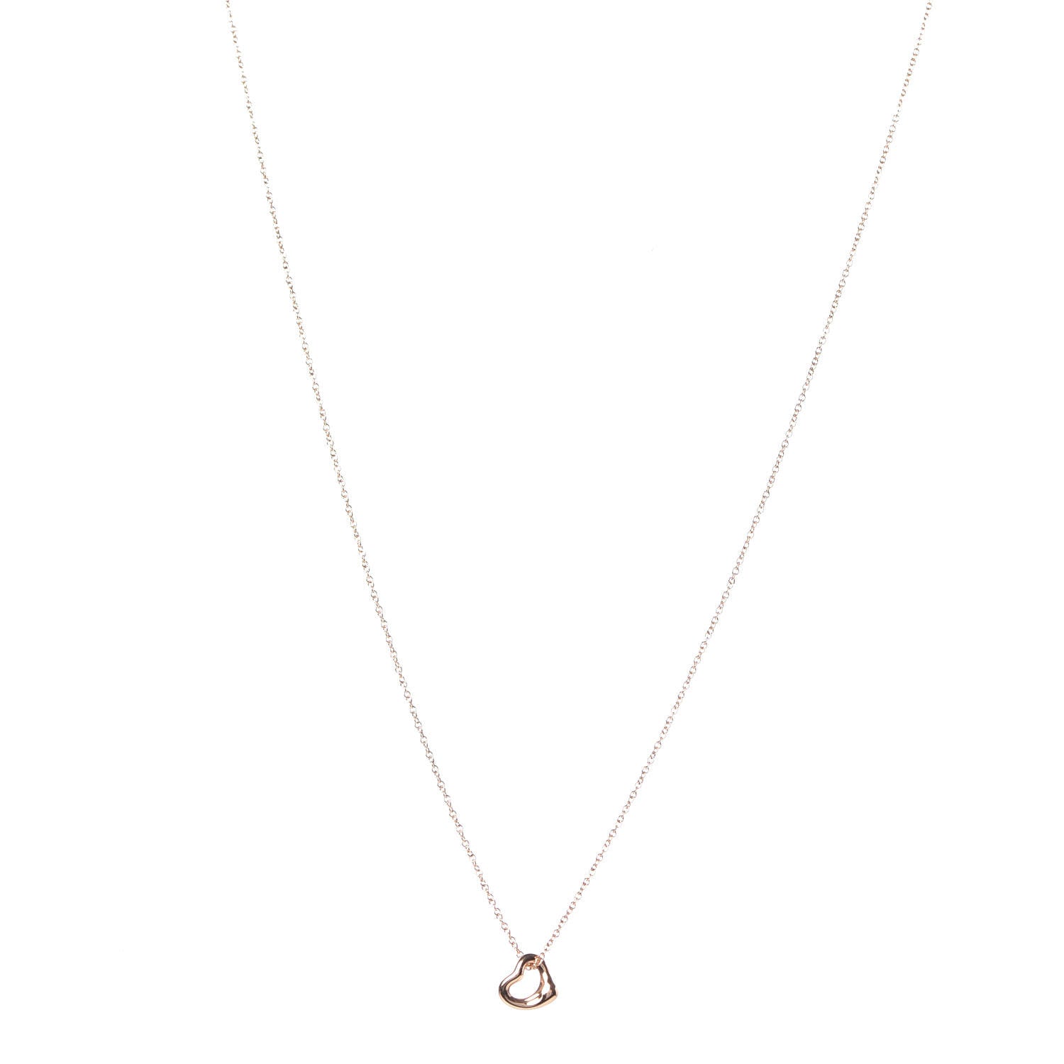 Tiffany 18K Rose Gold 7mm Elsa Peretti Open Heart Pendant Necklace 1 of 9