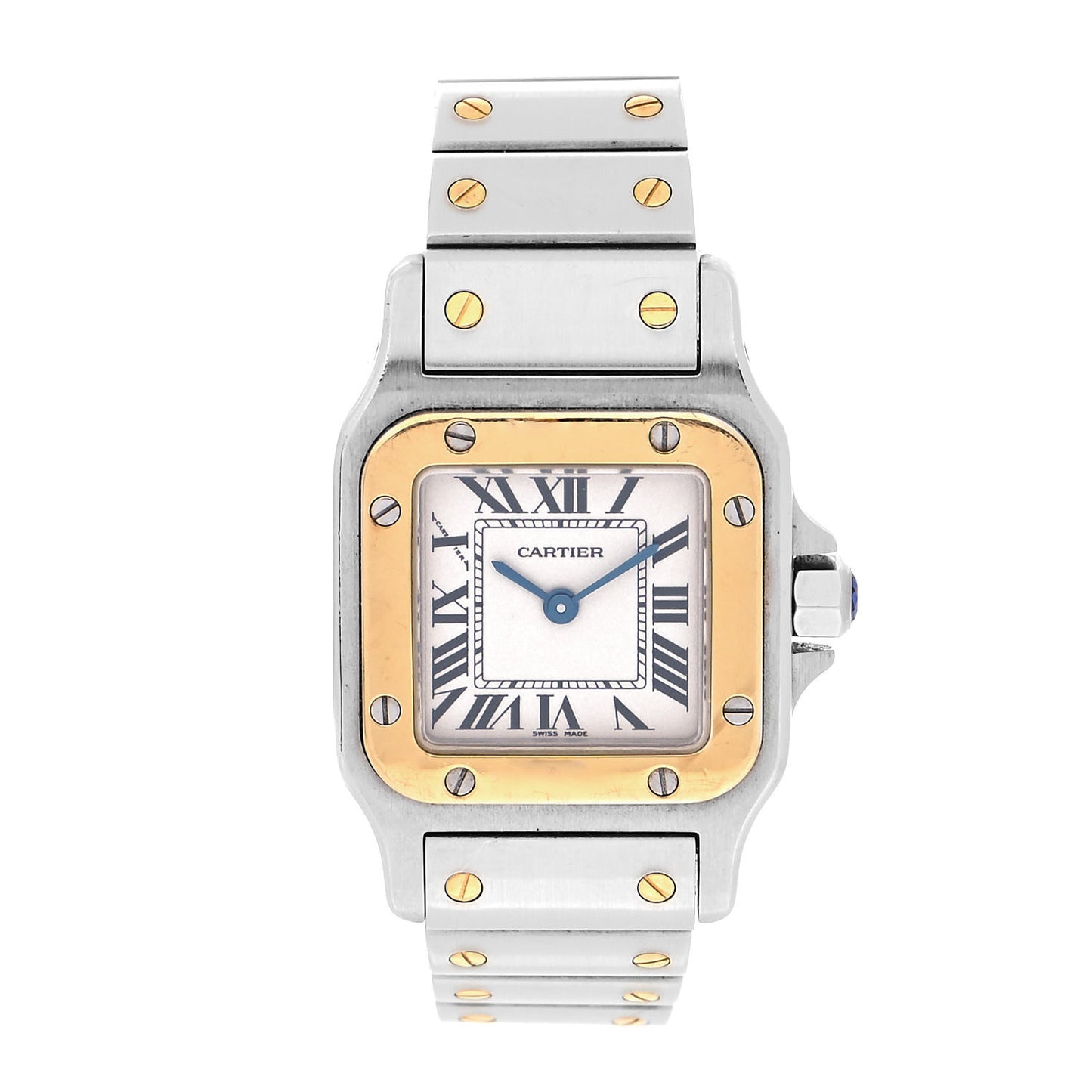 Stainless Steel 18K Yellow Gold 24mm Santos De Cartier Galbee Quartz Watch