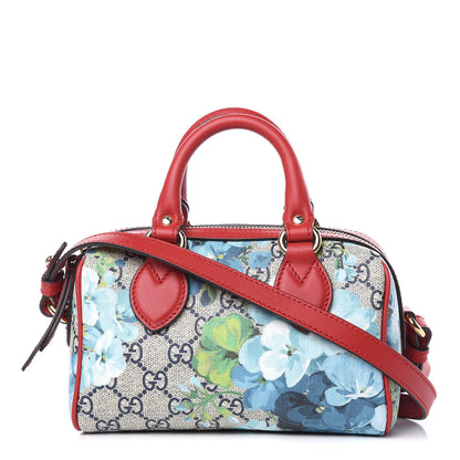 Gucci GG Supreme Monogram Blooms Mini Boston Navy Blue Hibiscus 1 of 9