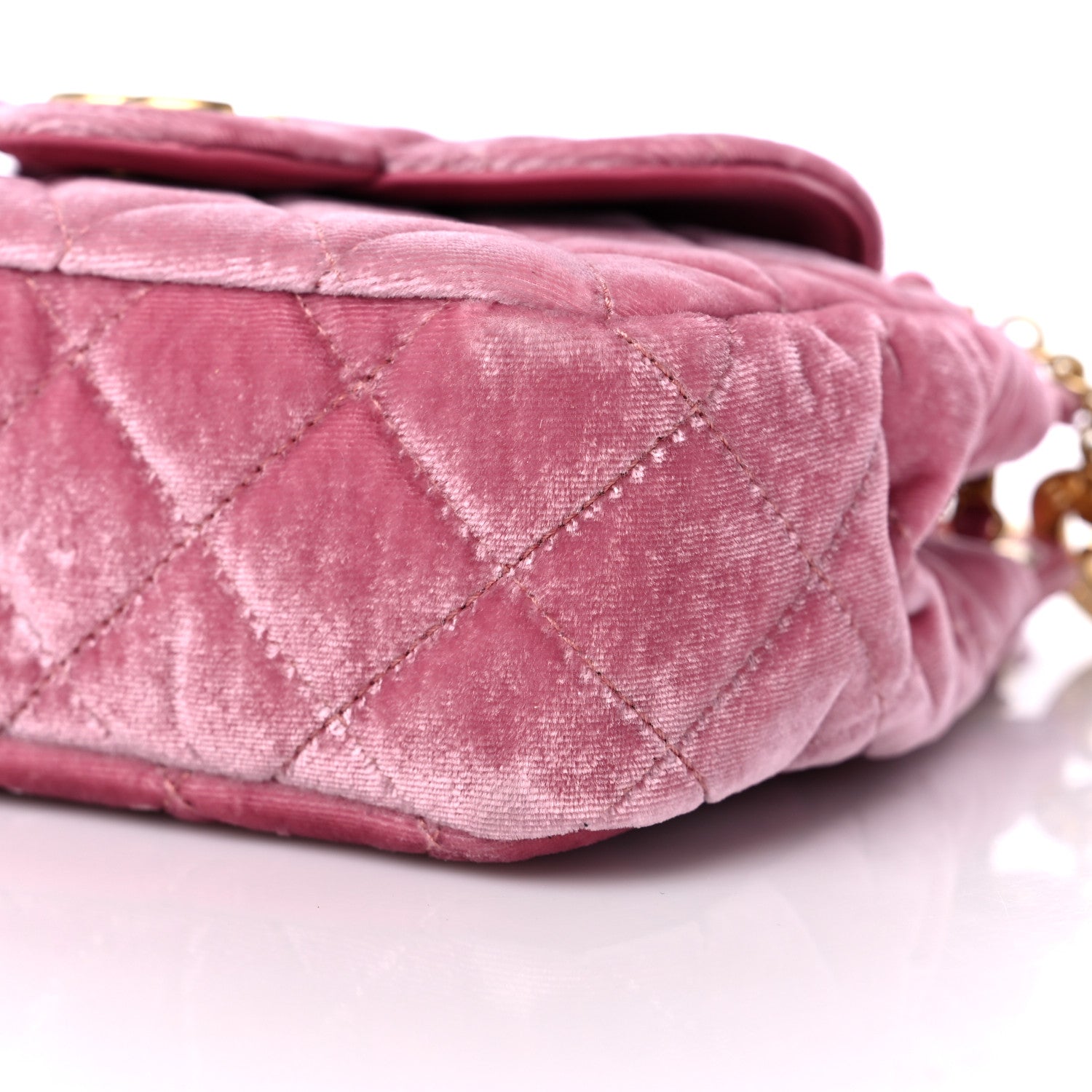 Chanel Velvet Quilted Small Wavy CC Hobo Pink 9 of 9