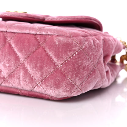 Chanel Velvet Quilted Small Wavy CC Hobo Pink 9 of 9