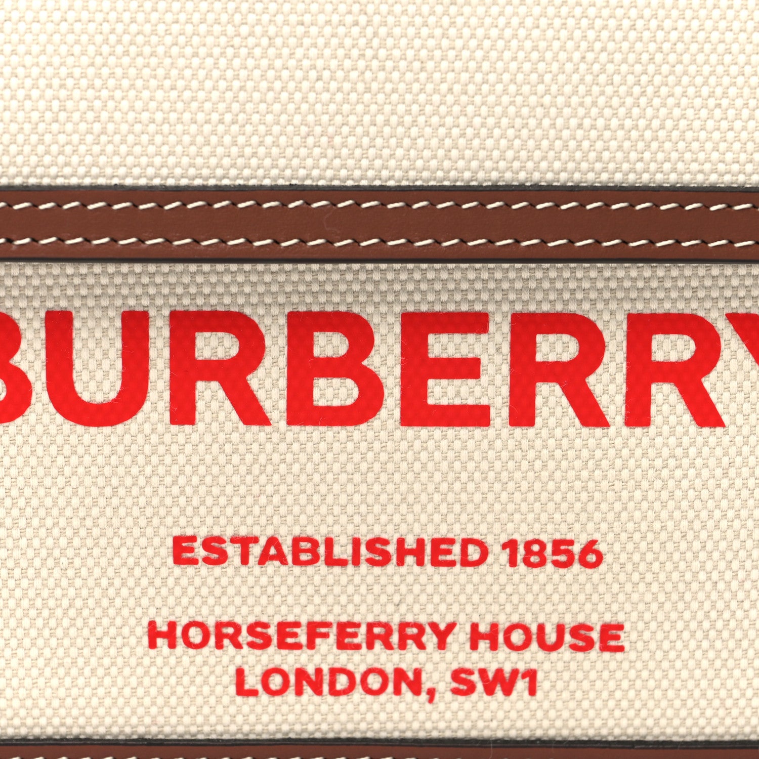 Burberry Canvas Smooth Calfskin Two Tone Mini Pocket Bag Natural Tan Fiery Red 7 of 9