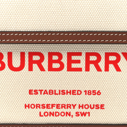 Burberry Canvas Smooth Calfskin Two Tone Mini Pocket Bag Natural Tan Fiery Red 7 of 9