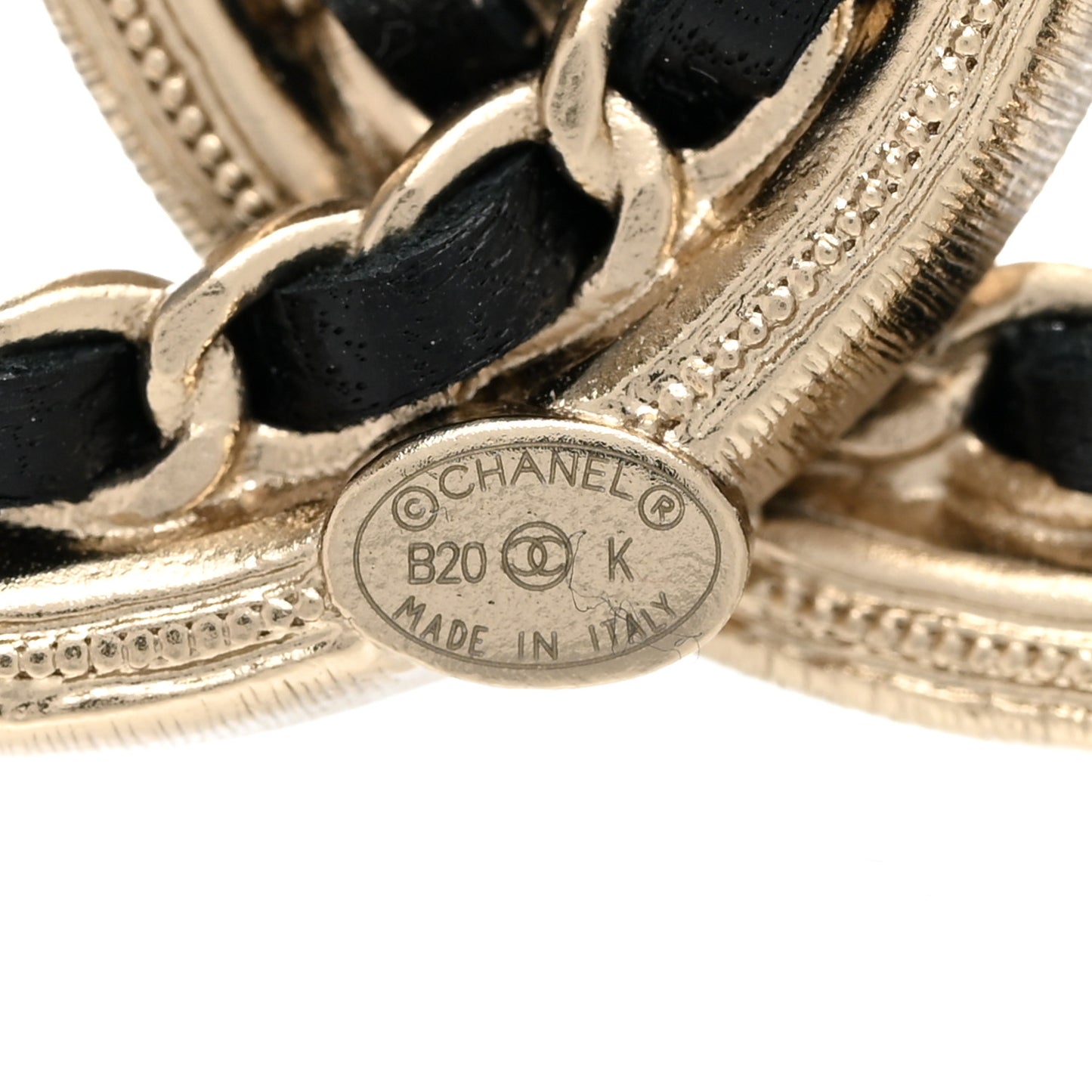 Lambskin Crystal CC Chain Brooch Black Gold