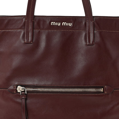 Miu Miu Vitello Soft Shopping Tote Burgundy 9 of 15