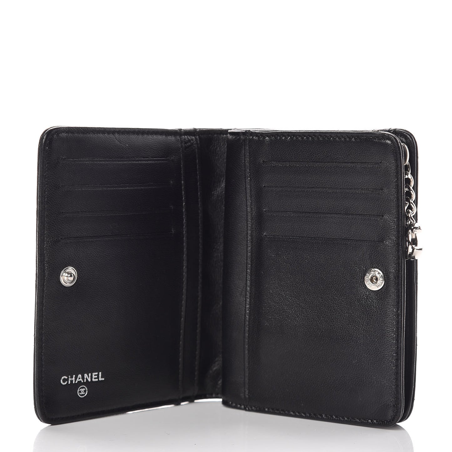 Lambskin Quilted Zip Around Coin Purse Wallet Black