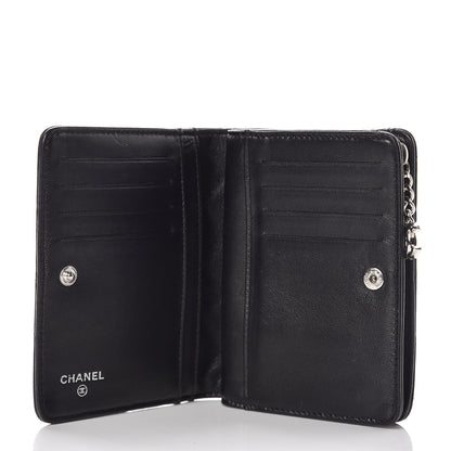 Chanel Lambskin Quilted Zip Around Coin Purse Wallet Black 5 of 10
