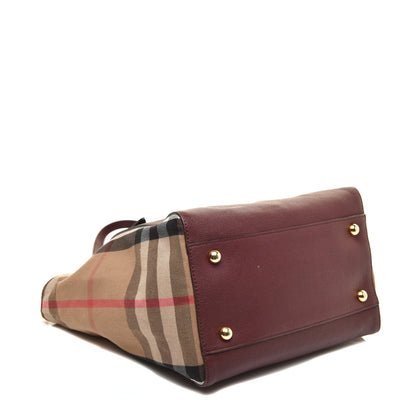Burberry Grainy Calfskin House Check Small Canterbury Tote Mahogany Red 4 of 8
