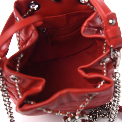 Chanel Lambskin Quilted Small CC Chain Drawstring Bucket Bag Red 4 of 10