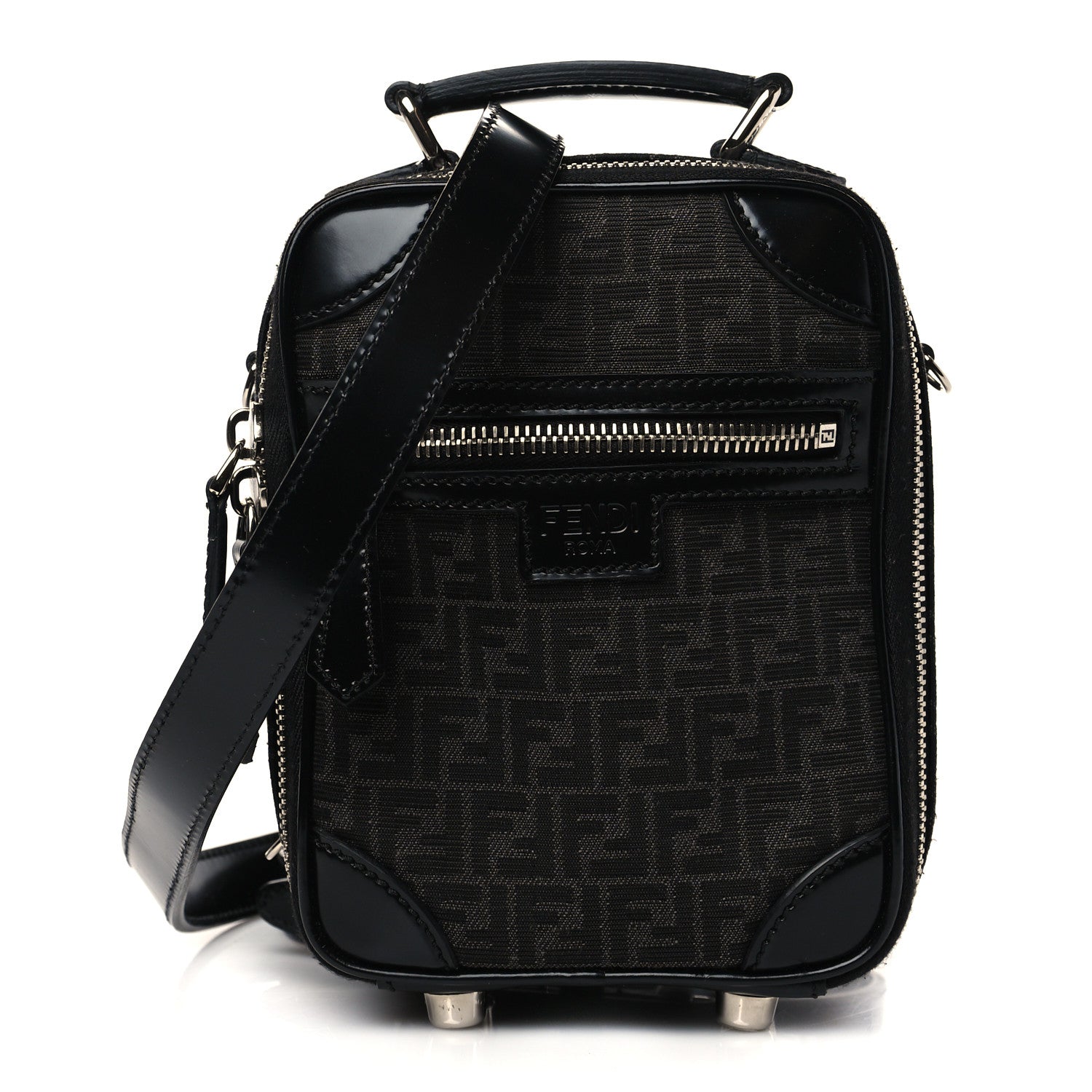 Fendi Recycled Fabric Jacquard Vitello Astro Micro FF Mini Trolley Bag Asfalto Black 1 of 6