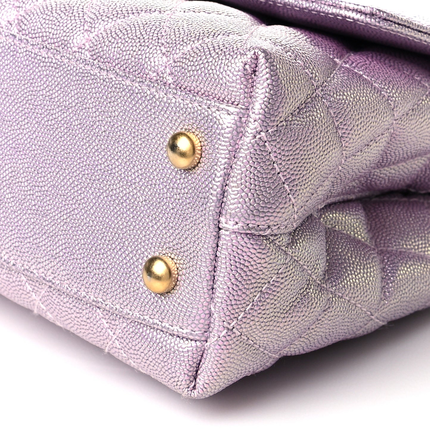Iridescent Caviar Quilted Mini Coco Handle Flap Light Pink