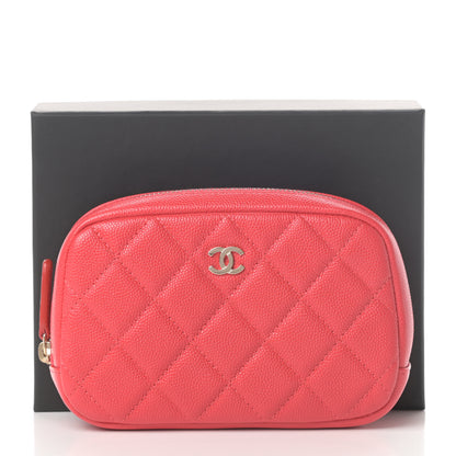 Chanel Caviar Quilted Small Curvy Pouch Cosmetic Case Dark Red 8 of 8