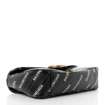 Gucci X BALENCIAGA Calfskin Matelasse Logo Print Small GG Marmont Shoulder Bag Black 4 of 13