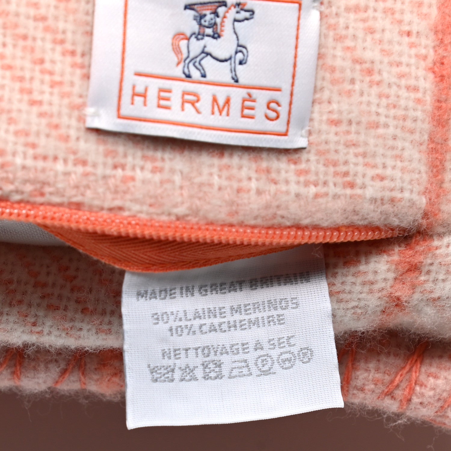 Hermes Wool Cashmere Avalon Cabriole Pillow Melon 4 of 4
