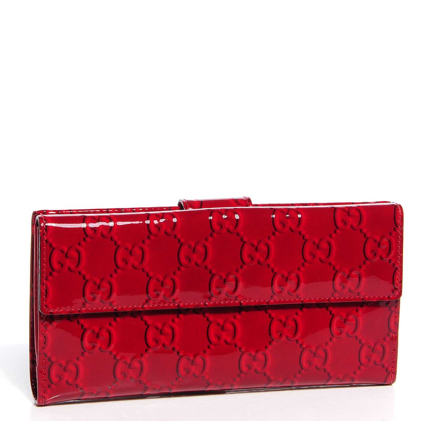 Patent Guccissima Heart Continental Wallet Red