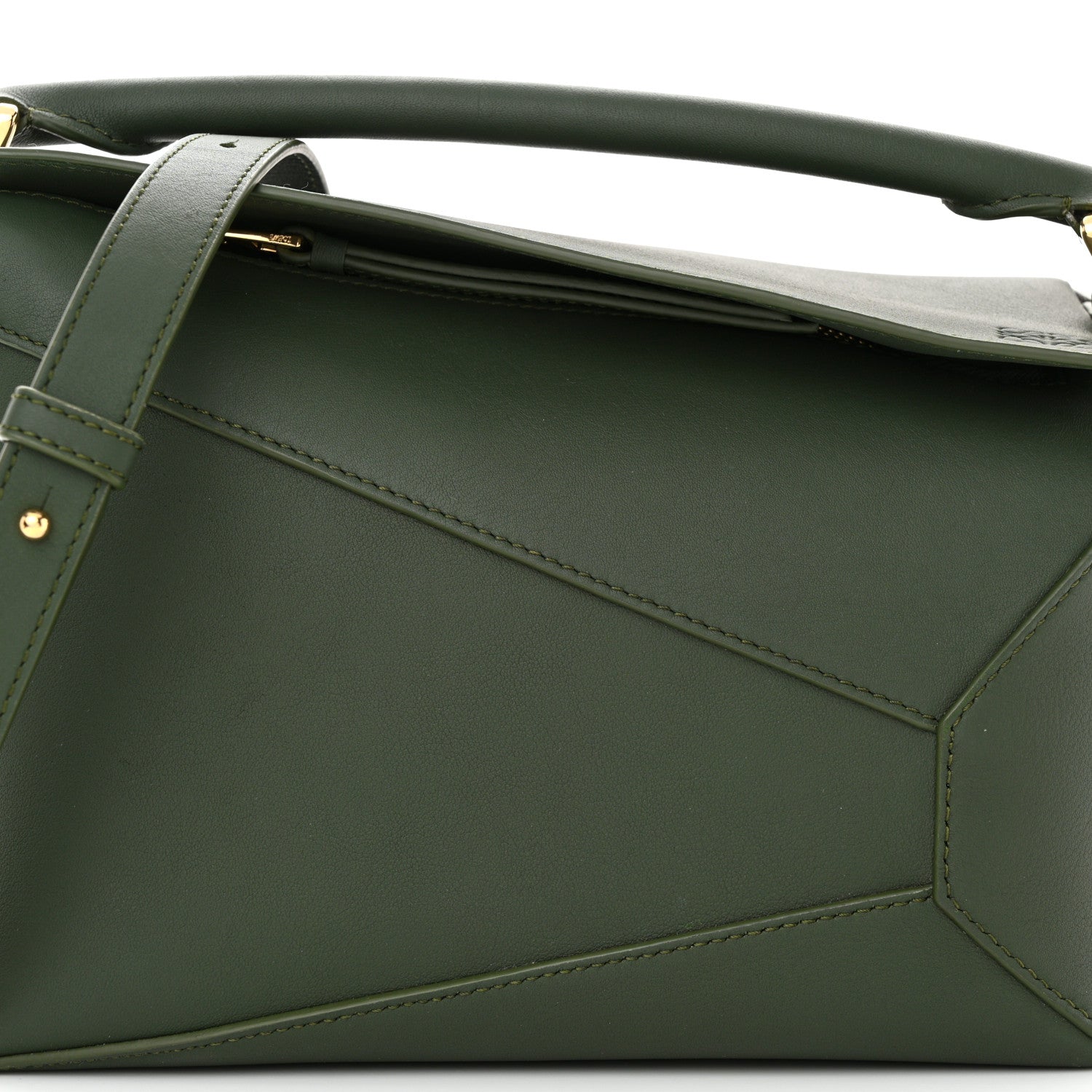 Loewe Calfskin Small Puzzle Edge Bag Bottle Green 1495966