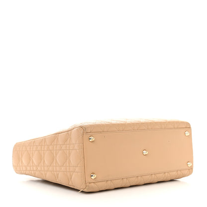 Christian Dior Lambskin Cannage Large Lady Dior Beige 4 of 13
