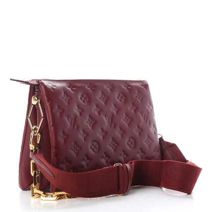 Louis Vuitton Lambskin Embossed Monogram Coussin PM Wine 2 of 7