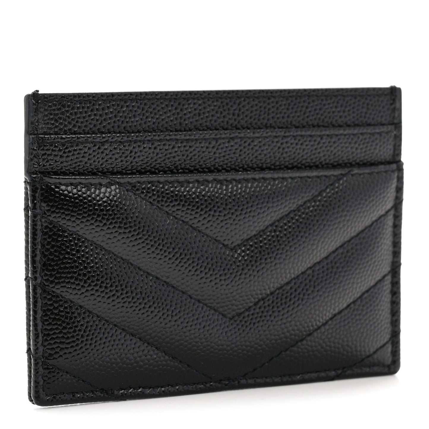 Grain De Poudre Matelasse Chevron Monogram Credit Card Case Black
