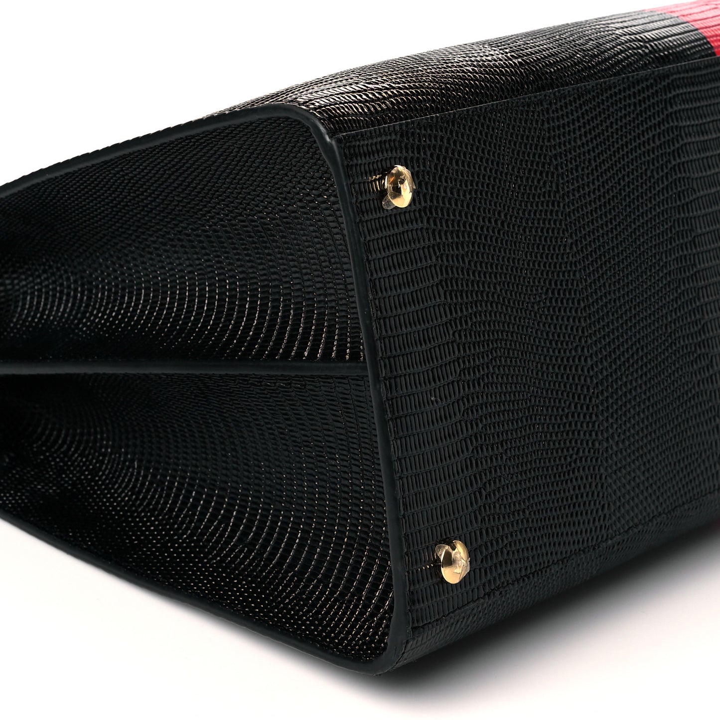 Calfskin Lizard Embossed Large Title Tote Black