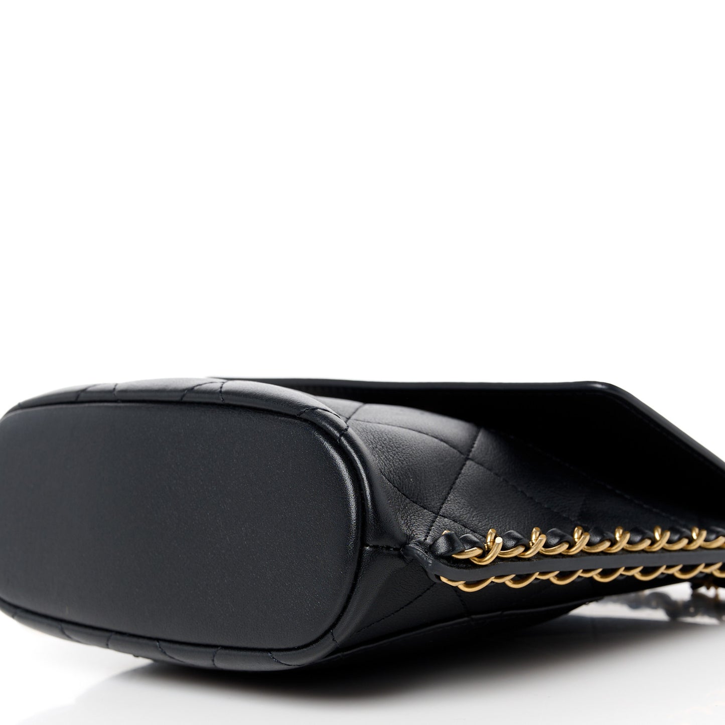 Calfskin Quilted Chain Small Hobo Bag Black