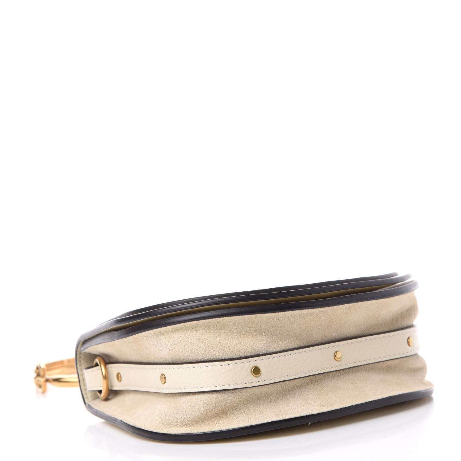 Chloe Calfskin Suede Small Nile Bracelet Bag Off White 4 of 9