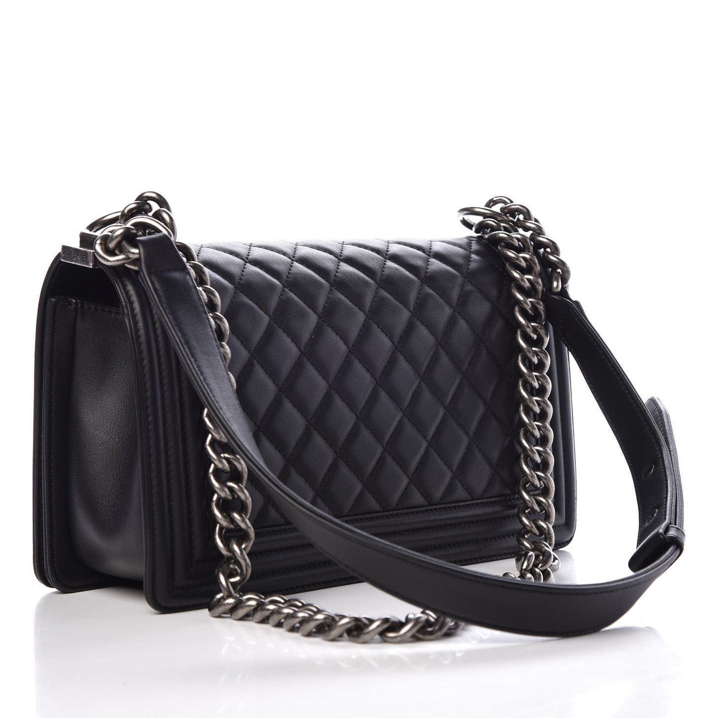 Lambskin Quilted Medium Boy Flap Black