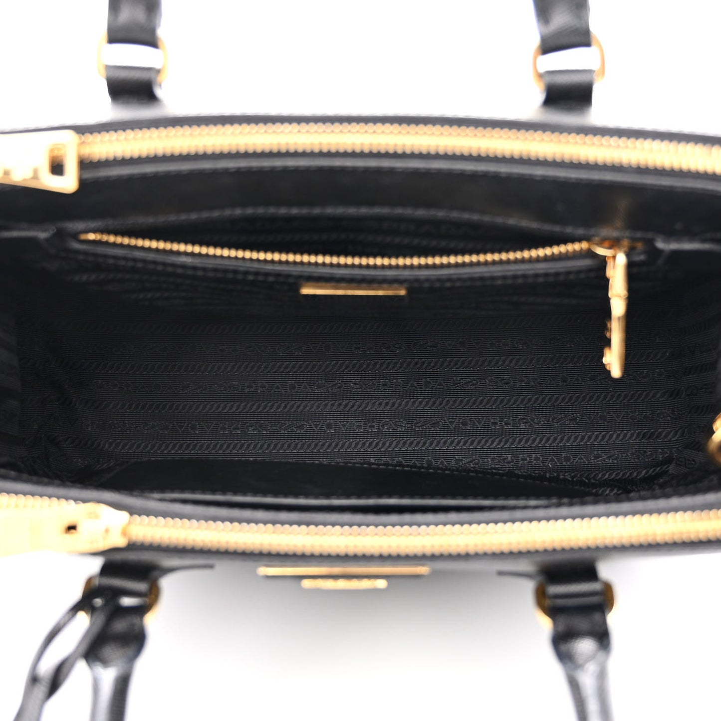 Saffiano Small Galleria Double Zip Tote Black