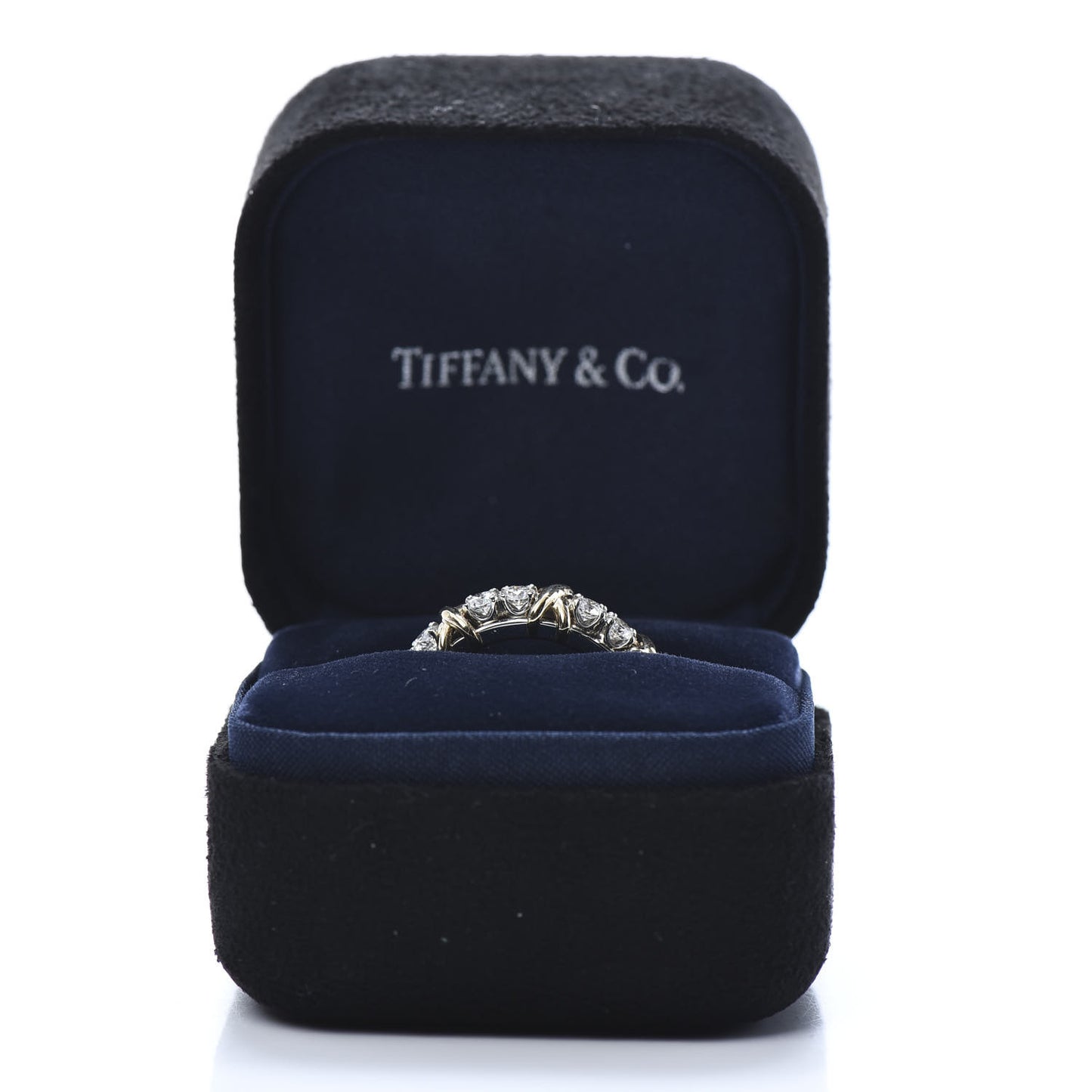 18K Yellow Gold Platinum Diamond Schlumberger Sixteen Stone Ring 52 6