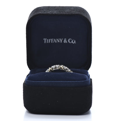 Tiffany 18K Yellow Gold Platinum Diamond Schlumberger Sixteen Stone Ring 52 6 7 of 7