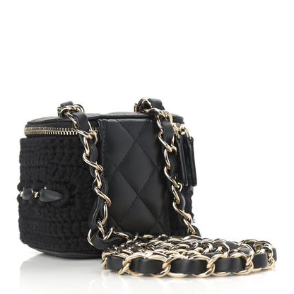 Chanel Lambskin Crochet Small Vanity Case With Chain Black 3 of 9
