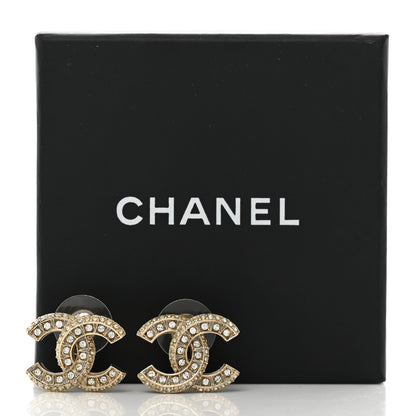 Chanel Crystal Timeless CC Earrings Light Gold 6 of 6