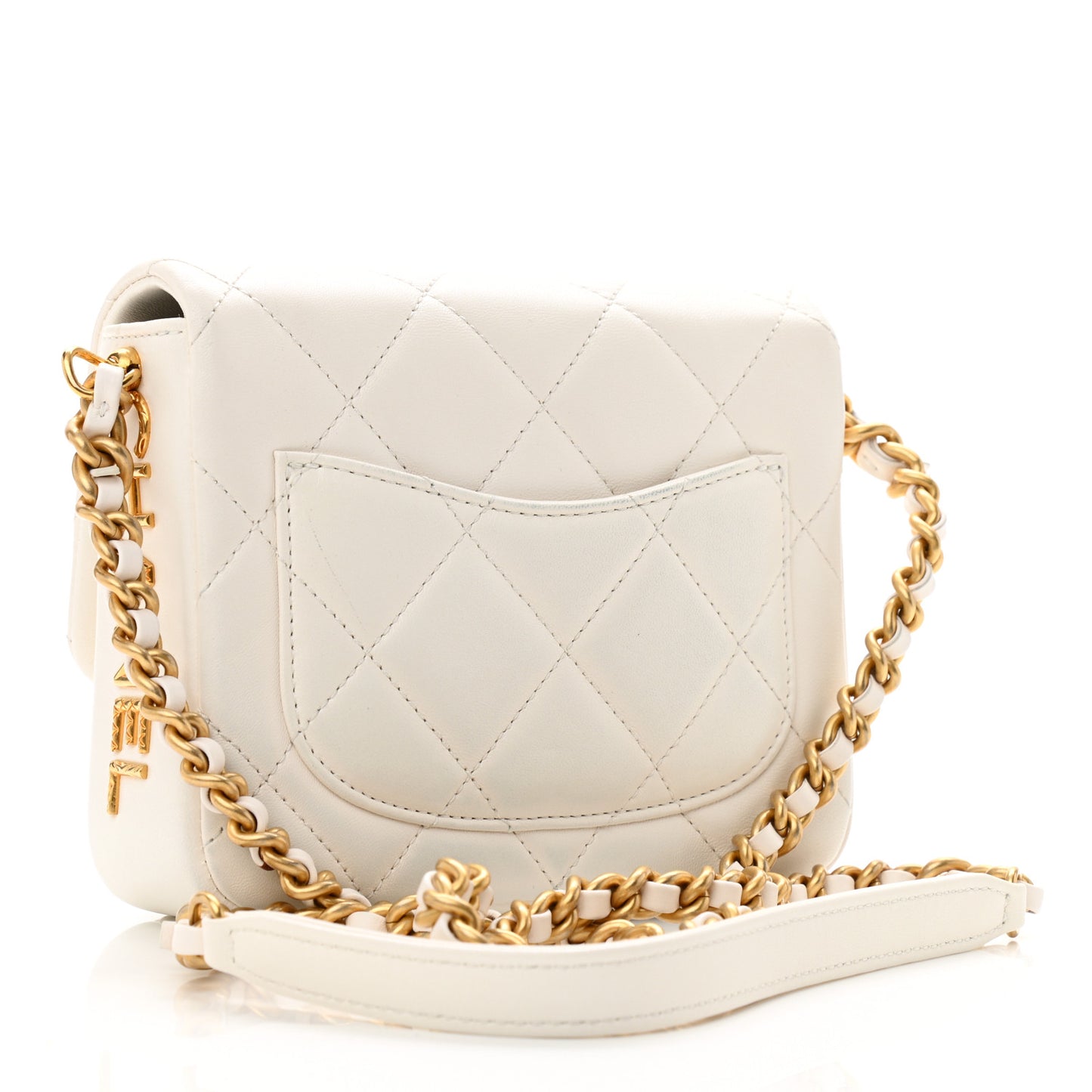 Lambskin Quilted Mini Side Note Flap White