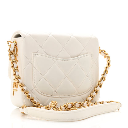 Chanel Lambskin Quilted Mini Side Note Flap White 3 of 12