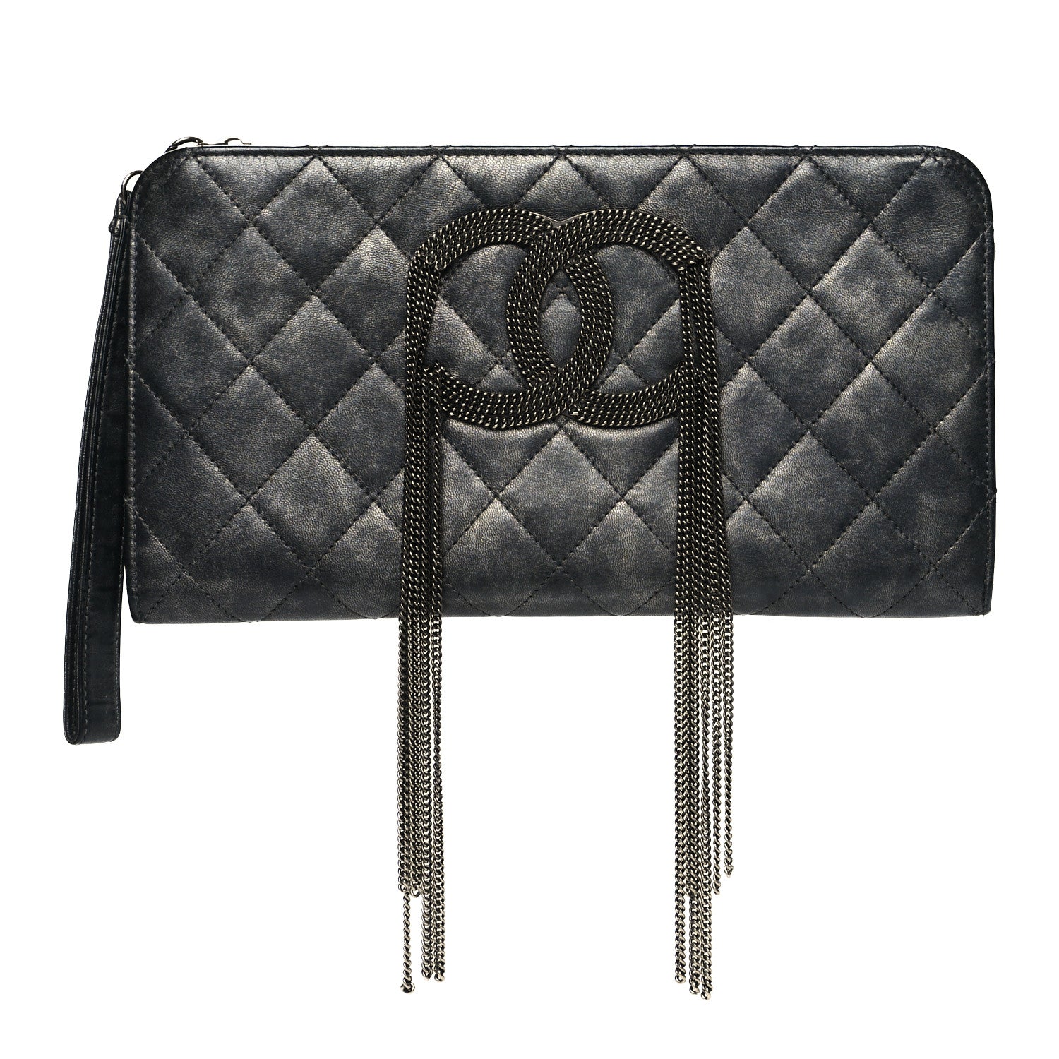 Chanel Calfskin Quilted Chain CC Chain Clutch Argent Fonce 1 of 15